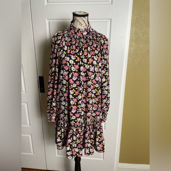 Kate Spade Women's Road Trip Floral Shift Dress Size XS Black Pink Floral Zip - Picture 5 of 11